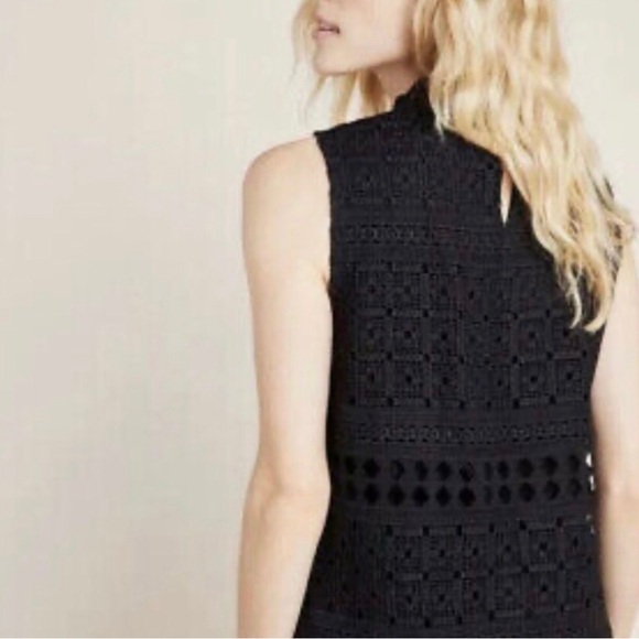 ANTHROPOLOGIE DANIEL RAINN LOURDES BLACK LACE EYELET TANK TOP XL - Picture 3 of 13